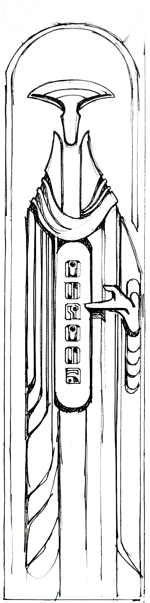 Statue drawing inspired by Champa temples